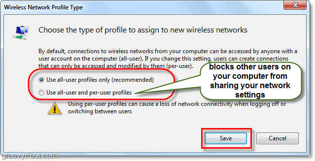 a Windows 7 hálózati profil típusának kezelése