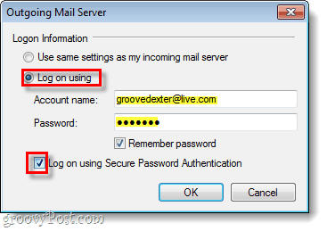 Windows Live mail kimenő szerver
