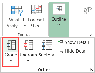 Oszlopok és sorok csoportosítása az Excelben Windows rendszeren