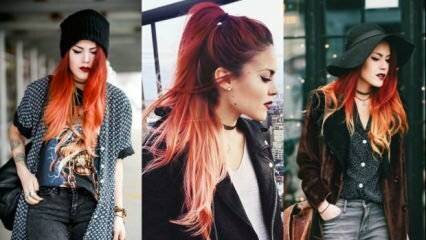 Vörös narancssárga ombre haj divat