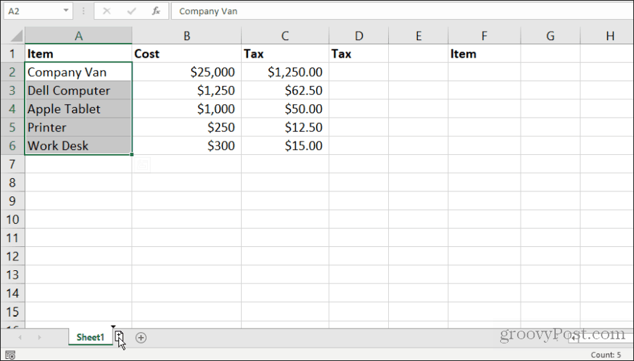 egy lap lemásolása excel formátumban