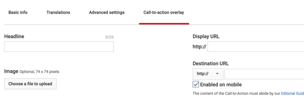 A YouTube hirdetési kampány beállítása, 41. lépés: cselekvésre ösztönző fedvény beállítása