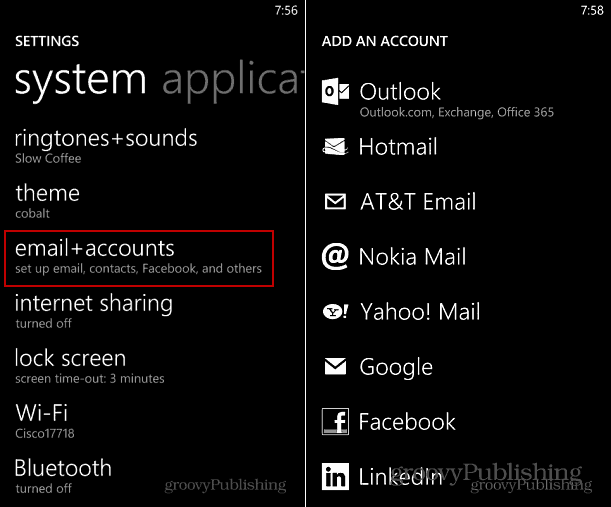 Fiók hozzáadása Windows Phone 8