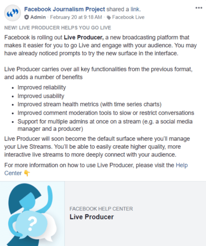 A Facebook elindítja a Live Producert, és ez az alapértelmezett felület az Élő közvetítések kezeléséhez.