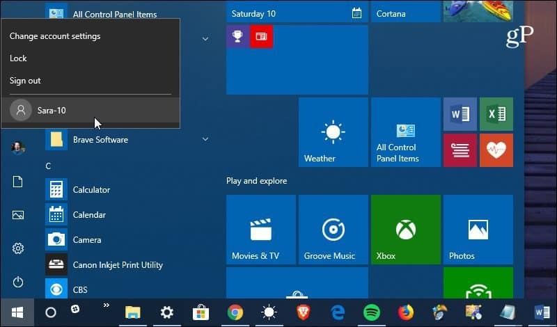 Váltás a Windows 10 felhasználói fiókra