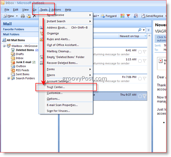 Hogyan konvertálhat e-maileket szöveges formátumba az Outlook 2007 programban