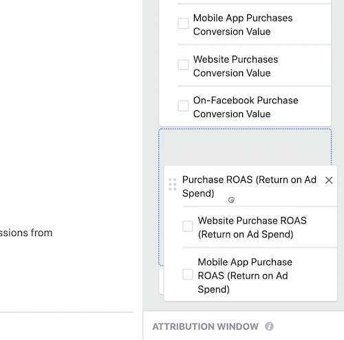 hozzon létre ROI pillanatkép egyéni jelentést a Facebook Ads Manager alkalmazásban, 7. lépés