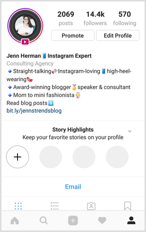 Az Instagram történet kiemeli a profilt