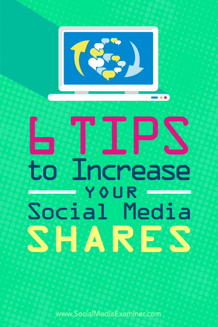 Tippek a közösségi médiatartalom megosztásának növelésének hat módjára.