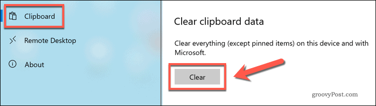 A Windows 10 vágólap előzményeinek törlése a Windows beállításai között