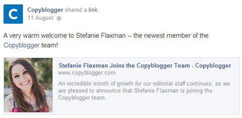 copyblogger facebook frissítés