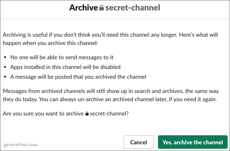 Archiváljon egy csatornát