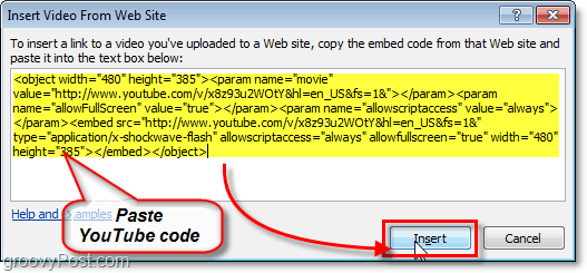video youtube beillesztési kód PowerPoint 2010