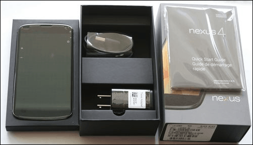 a Nexus 4 doboz nélkül