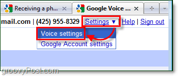 lépjen a Google Voice beállításaiba