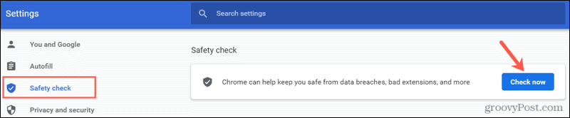 Végezzen biztonsági ellenőrzést a Chrome-ban