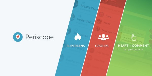 A Periscope három új módszert jelentett be, hogy kapcsolatba léphessen a közönségével és a közösségekkel a Periscope-on - a Szuperrajongókkal, csoportokkal és a Periscope.tv webhelyre való bejelentkezéssel.