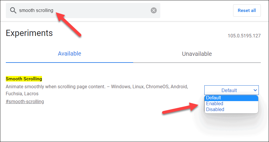 A Chrome sima görgetés engedélyezése vagy letiltása számítógépen