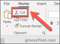 Microsoft Word Cut gomb