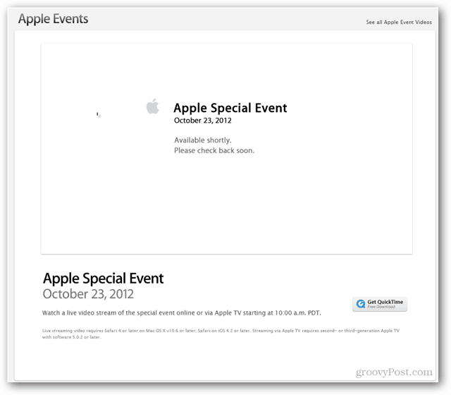 Apple Különleges esemény közvetítése az Apple.com webhelyen, ma