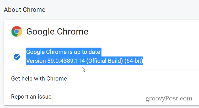 a Chrome verziója
