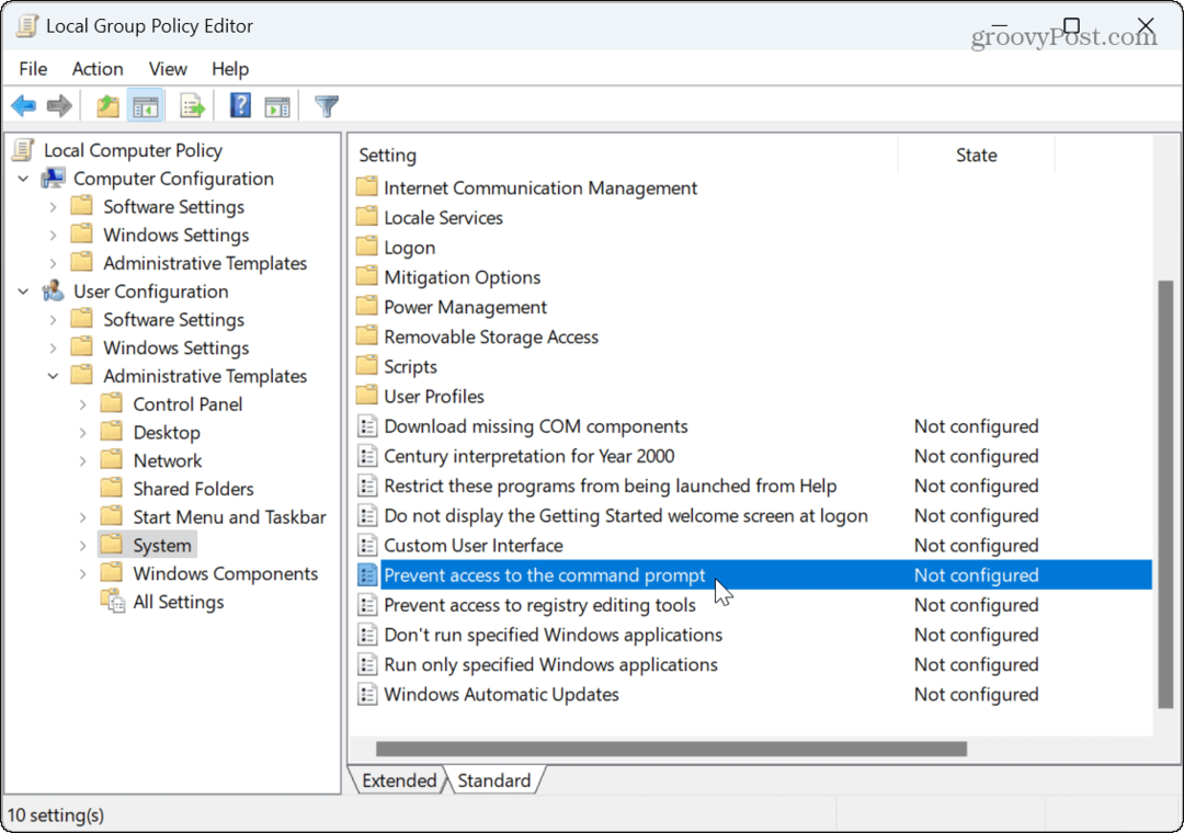 Hogyan lehet letiltani a parancssort a Windows 11 rendszeren