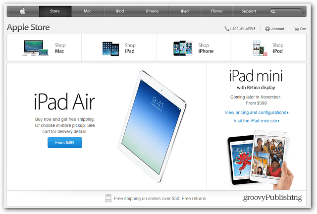 Az Apple Store most elérhető az új iPad Air készülékkel