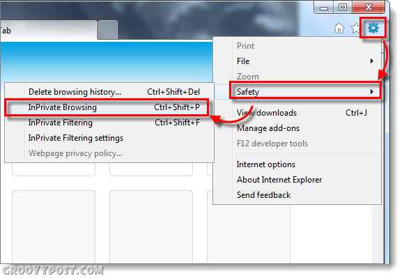 Indítsa el a magánéletű böngészést az Internet Explorer 9 alkalmazásban