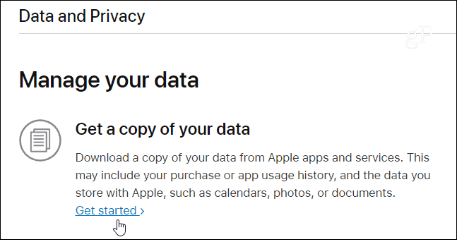 Másolatot kap az Apple Data-ról