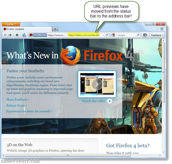 Firefox 4 béta képernyőképe