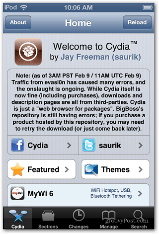 Üdvözöljük Cydia-ban