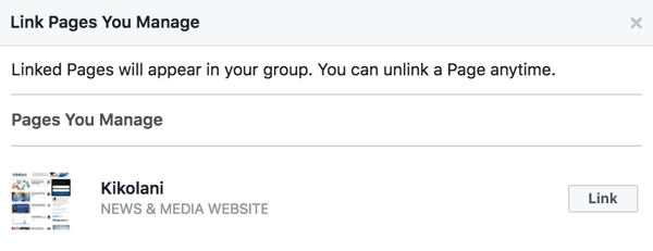 Kapcsolja össze Facebook-oldalát a csoportjával.
