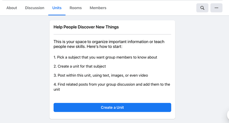 egység létrehozásának lehetősége a facebook egységeken ládázza az egység lapot