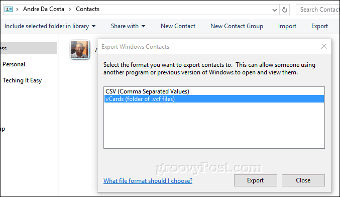 vCard exportálása az iTunesból