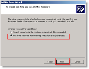 A Windows hardver hozzáadása az Advanced Bullet kézi telepítése