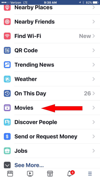 A Facebook külön filmek szakaszt ad hozzá a mobilalkalmazás fő navigációs menüjéhez.