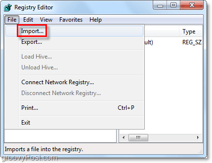 rendszerleíró adatbázis importálás a Windows 7 és a Vista rendszerben