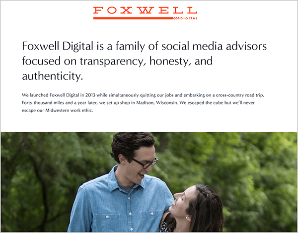 Andrew Foxwell feleségével vezeti a Foxwell Digital céget. Weboldalukon a Foxwell Digital logó jelenik meg a tetején, amelyet a következő szöveg követ: „A Foxwell Digital a közösségi média tanácsadóinak családja az átláthatóságról, az őszinteségről és a hitelességről. ” E szöveg alatt Andrew és felesége fényképe néz egymásra a zöld, lombos fák előtt.