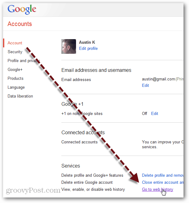 távolítsa el az internetes előzményeket véglegesen a Google-fiókból