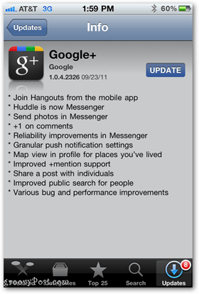 Google+ alkalmazásfrissítés iPhone-ra és más iOS-eszközökre