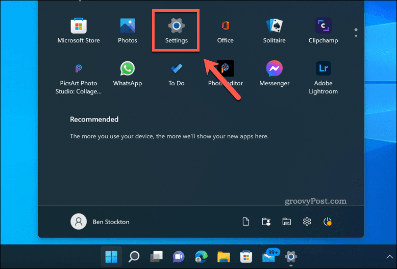 Nyissa meg a Windows 11 Beállítások menüjét