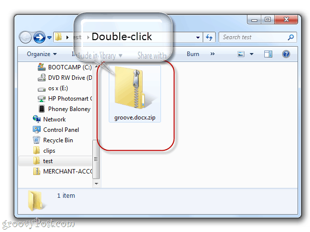 egy docx fájl mappaként történő megnyitása