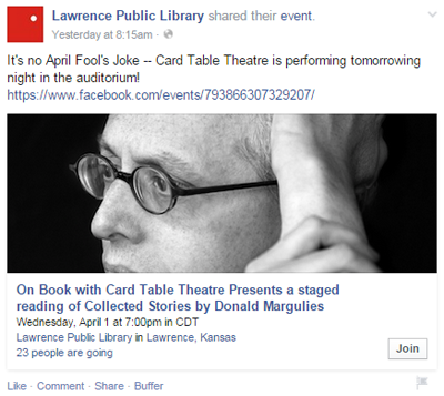 lawrence nyilvános könyvtár esemény facebook bejegyzése