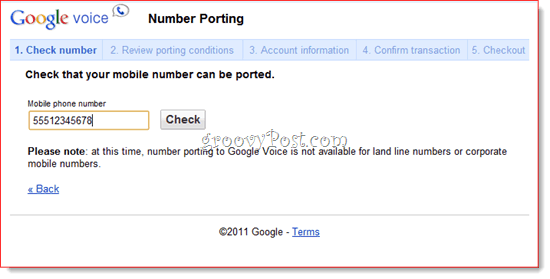 Google Voice Port telefonszám