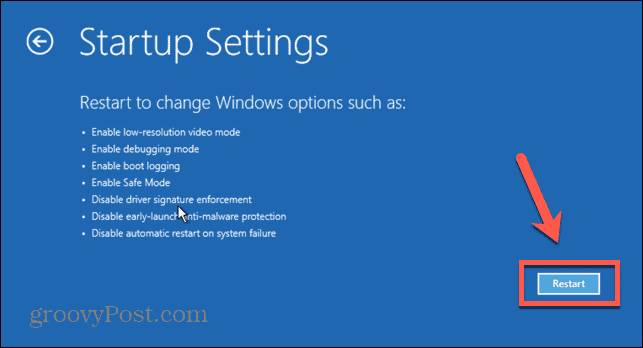 A Windows 11 indítási beállításai újraindulnak