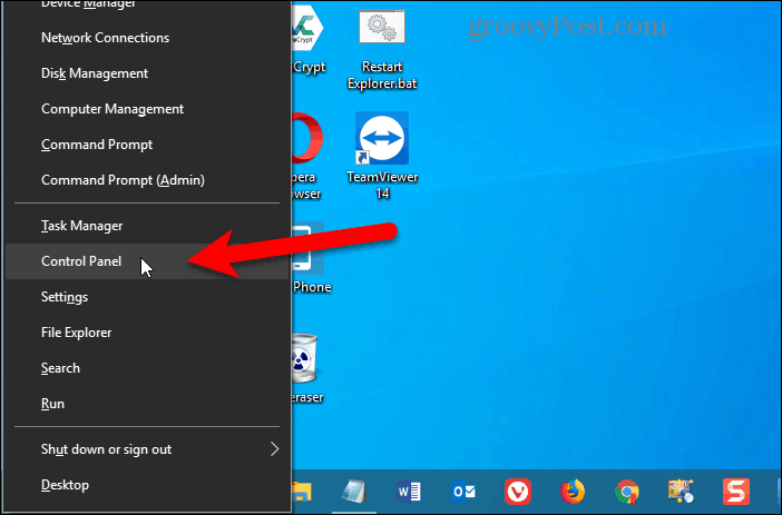 A Vezérlőpult hozzáadva a Windows 10 Win + X menüjéhez