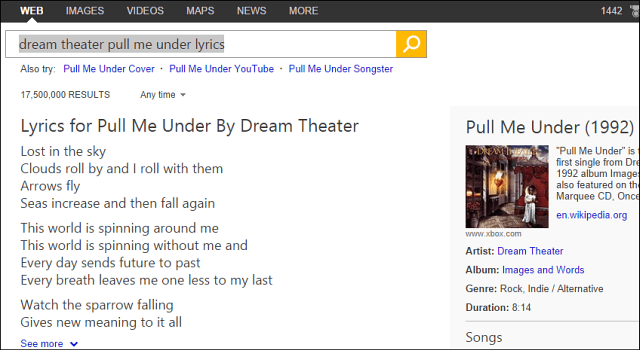 A Google másolja a Bing-et, és hozzáadja a dalszövegeket a keresési eredményekhez