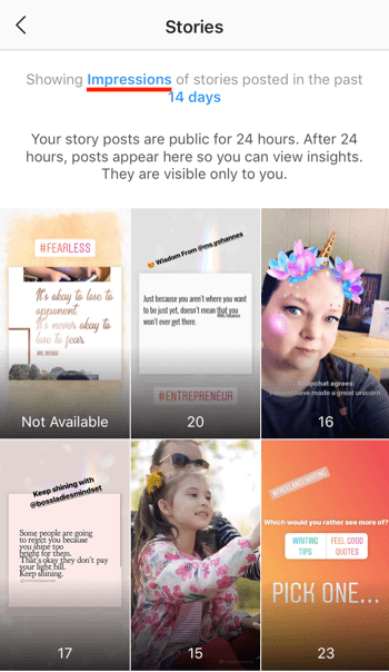 Tekintse meg az Instagram Stories ROI adatait, 4. lépés.