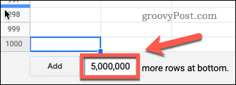 sorokat adj hozzá a Google-táblázatok aljához