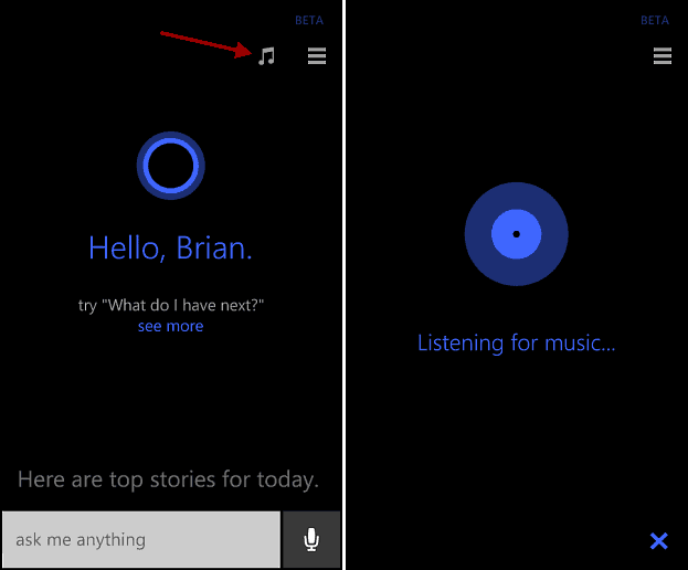 Használja a Cortana szoftvert a Windows Phone 8.1 rendszeren a dalok azonosításához